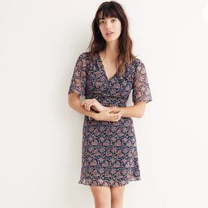 Madewell Orchard Flutter-Sleeve Dress in Fan Floral Mix